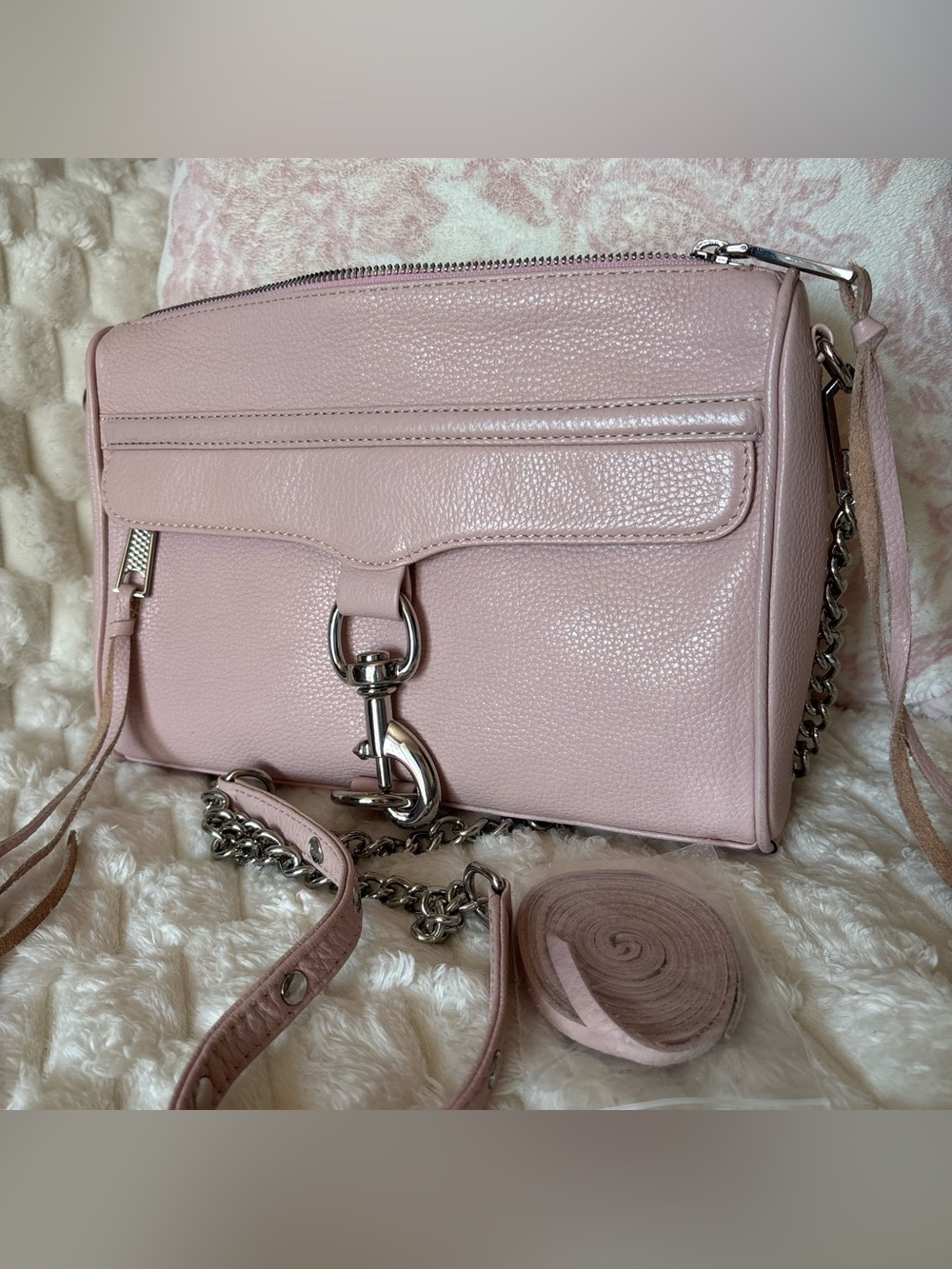 ✨NWOT Rebecca Minkoff Large M.A.C. Crossbody Bag Blush Pink Silver Hardware